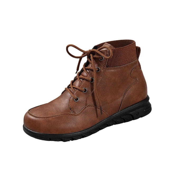 Wdhugt Bottes à la Cheville Plates à Lien avant, Bout Rond, Tige en Pu, Femmes, Bottes Décontractées à Coupe Basse pour Usage Quotidien, Taille Us 9