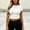 White, variant on Women's Clothes Tops New Arrivals Plus Size Casual Solid Color Midriff Baring Short Sleeve Round Neck Top
