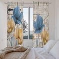 thumbnail image 3 of Blue Yellow Tulips Kitchen Curtain for Berdoom Living Room Cafe 72 Inch Length, Retro Farmhouse Flower Barn Doors Wooden Tiers Curtains Light Filtering Drapes Window Treatment 2 Panels 52"Wx72"L, 3 of 8