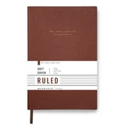 Minimalism Art, Classic Soft Cover Notebook Journal, Medium Size, A5 5.8" x 8.3", 176 Pages, Premium Thick Paper 100gsm, Fine PU Leather, Ribbon Bookmark, San Francisco (Ruled, Brown)