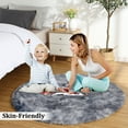 thumbnail image 3 of Haperlare 3.3' x 3.3' Modern Circle Rug Soft Plush Round Area Rug Fluffy Shag Circular Rug for Nursery Room Dorm, Dark Gray, 3 of 6