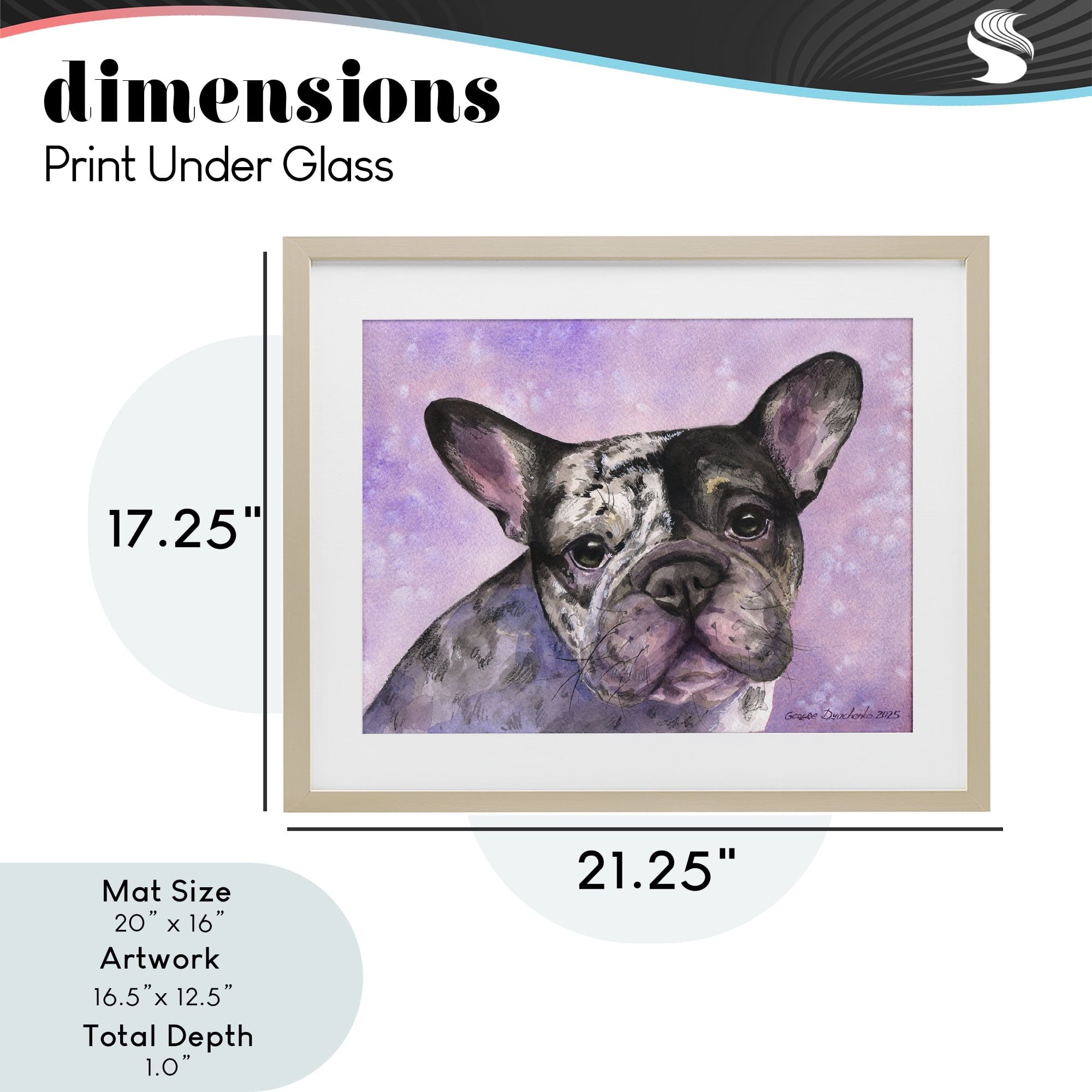 Stupell Industries Harlequin French Bulldog Birch Framed Print Under Glass, design by George Dyachenko
