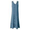 thumbnail image 4 of Vestido largo con cuello en V para mujer - Botones en la parte delantera, volantes - Sin mangas, corte A - Playa/fiesta - Tallas S-XXL, 4 of 4