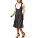 thumbnail image 4 of Vestido con tirantes INSPIRE CHIC para mujer, vestido midi de mezclilla con botones en la parte delantera y cuello en U clásico, con bolsillos, color negro, talla M, 4 of 6