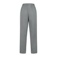 thumbnail image 7 of Wyobmus Casual Straight Leg Long Pants for Women Solid Color Elastic Waist Comfy Stretch Pull On Pants Gray, 7 of 7