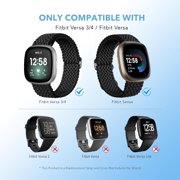 REQO 2 Pack Elastic Bands Compatible for Fitbit Versa 3 / Fitbit Versa 4 / Fitbit Sense/Sense 2, Classic Soft Breathable Adjustable Sport Smartwatch Replacement Wristband for Women Men