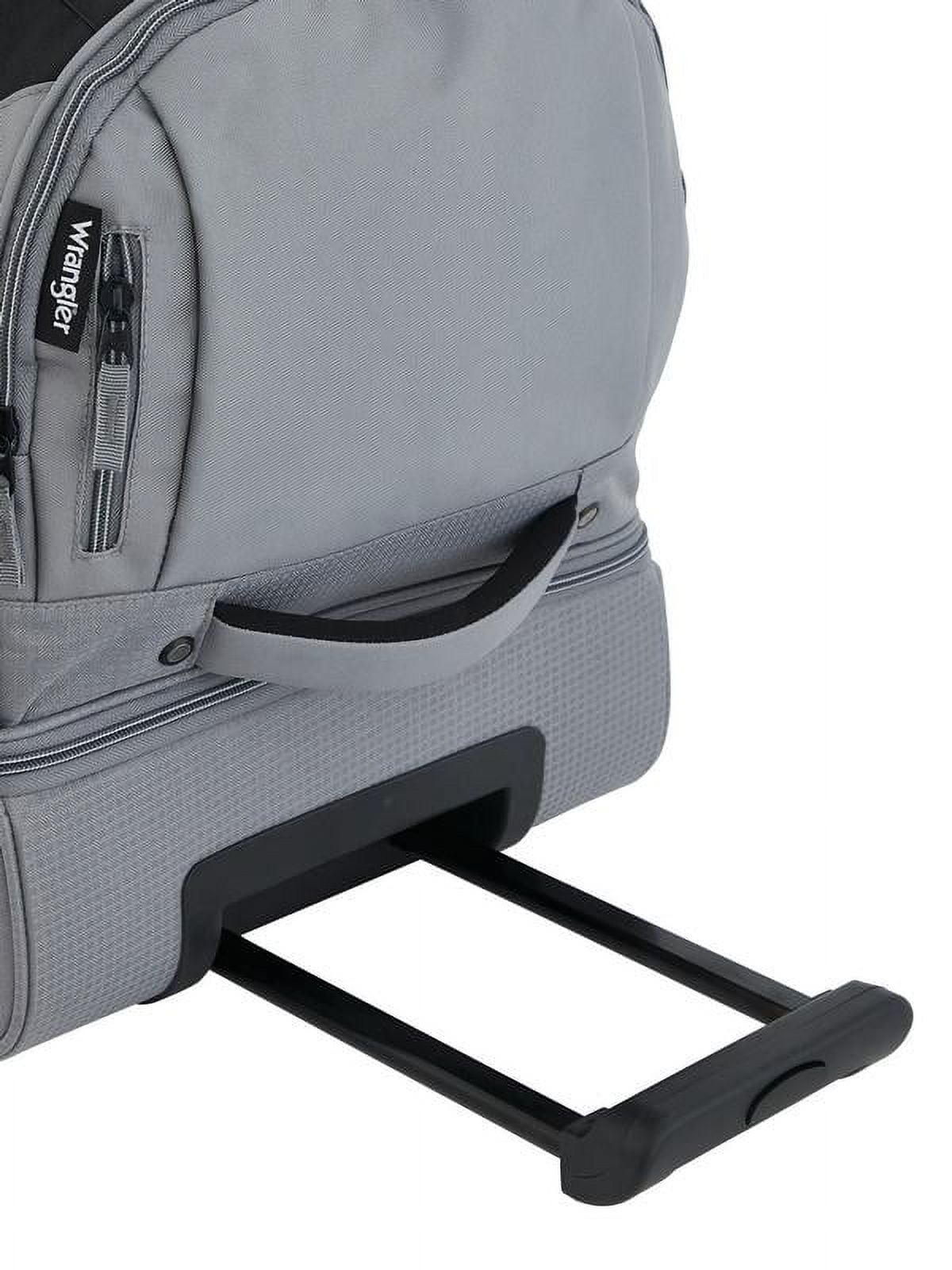 Wrangler 30" Drop-Bottom Rolling Travel Duffel with Interior Toiletry Pocket - Sharkskin