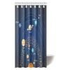 MYPOP Outer Space Decor Shower Curtain, Solar System Orbit the Sun with Names Of Planets Geography Educational Picture Bathroom Set with Hooks, 36 X 72 Inches