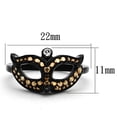thumbnail image 2 of TK1299 - IP Black(Ion Plating) Stainless Steel Ring with Top Grade Crystal  in Metallic Light Gold Size 7, 2 of 4