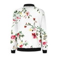 thumbnail image 5 of Ftwytp Women Floral Print Bomber Jacket Full Zip Slim Fit Long Sleeve Hoodless Lightweight Baseball Jacket Coat Casual Sweatshirts Jacket Leisure Coats, 5 of 5