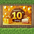 thumbnail image 5 of Golden Themed Happy 10th Birthday Backdrop Banner Party Supplies Birthday Decoration Photography Props Party Decor Background for Birthday Parties Photo Shoots Celebrations and Events, 5 of 7
