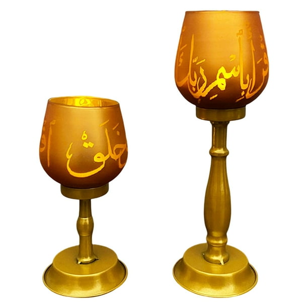 Candelabros de cristal para velas de té de Ramadán, candelabros de copa, candelabros para mesa de Navidad, celebraciones de aniversario, festivales en casa. Oro