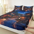 thumbnail image 4 of Feelyou Ancient Japanese House Twin Sheet Sets, Dreamy Streetscape Twin Fitted Sheet, Retro Tokyo Theme Flat Sheet, Breathable Home Decor, 3pcs, 4 of 8