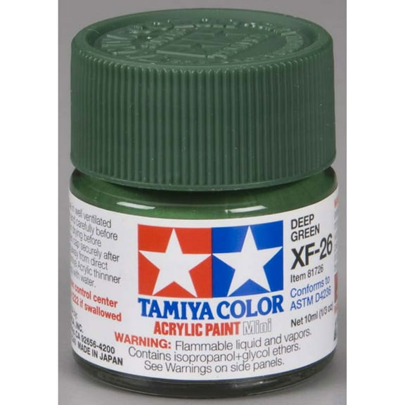 Tamiya Acrylic Mini XF26 Deep Green TAM81726 Plastics Paint Acrylic