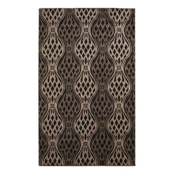Linon Miso Felix Polypropylene 5'3"x7'4" Rug in Beige and Brown