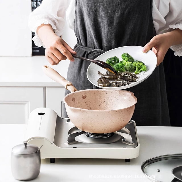 Cqxid Non Stick Pan Under $20 Home & Garden Non-Stick Pan Thickened Bottom Stone Frying Pan Multifunction Non Stick Pans Deep Nougat Pot Mouth Wok Pan 20cm