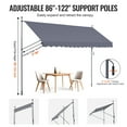 thumbnail image 4 of KFFKFF 157 x 47" Retractable Patio Awning, Manual Sunshade Canopy with Crank Handle, Height Adjustable 86 to 122 in, Dark Gray, Ideal for Outdoor Patio, Balcony, Yard, 4 of 9