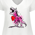 thumbnail image 4 of Inktastic Valentine's Day Graffiti T-Rex with Heart Shaped Candy Box Women's Plus Size V-Neck T-Shirt, 4 of 5