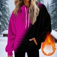 thumbnail image 2 of XPMWRP Women's Color Blocking Printed Fleece Hoodies Sweatshirts Trendy Long Sleeve Oversized Pullover Comfy Lounge Fall Winter Outfits with Pocket Pink S, 2 of 5