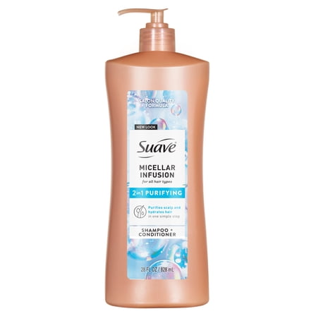 Suave Micellar Infusion 2-in-1 Purifying Shampoo   Conditioner, 28 FL OZ Pump