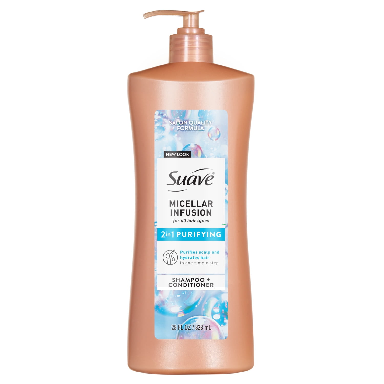 Suave Micellar Infusion 2-in-1 Purifying Shampoo and Conditioner, Soft Refreshed Hair, 28 fl oz