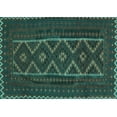 thumbnail image 1 of Ahgly Company Machine Washable Indoor Rectangle Southwestern Turquoise Blue Country Area Rugs, 2' x 4', 1 of 4