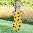 thumbnail image 3 of Odeerbi 1-6 Years Kids Girls Summer Jumpsuit Sunflower Camisole Romper Casual Breathable Comfortable Overalls Strap Bib Overall Pants Playsuit, 3 of 5