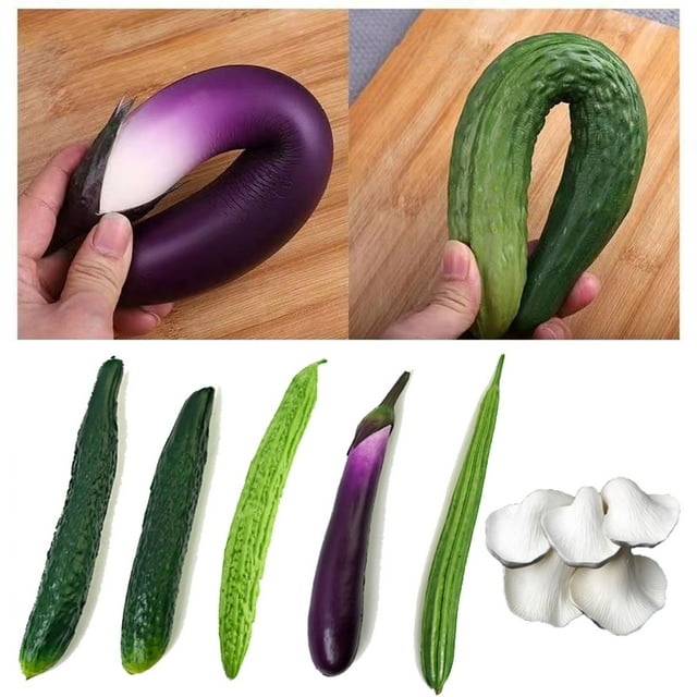 Xihbxyly Pepino Artificial de Utilería, Textura Vegetal Realista, Aspecto Fresco y Duradero, Decoración para El Hogar y La Mesa, Accesorios de Fotografía, Ambiente Natural, 1 Pieza, Material P