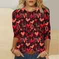 thumbnail image 2 of Valentines Shirts for Women Trendy 2026 Cute Love Heart Print Tunic Tops Plus Size Casual Spring 3/4 Sleeve Blouses, 2 of 5