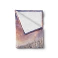 thumbnail image 2 of Winter Soft Flannel Fleece Blanket, Sunrise in Winter Landscape Snowy Fields Frozen Pine Trees Northern Hemisphere, Cozy Plush for Indoor and Outdoor Use, 50" x 70", Coral White Blue, by Ambesonne, 2 of 6