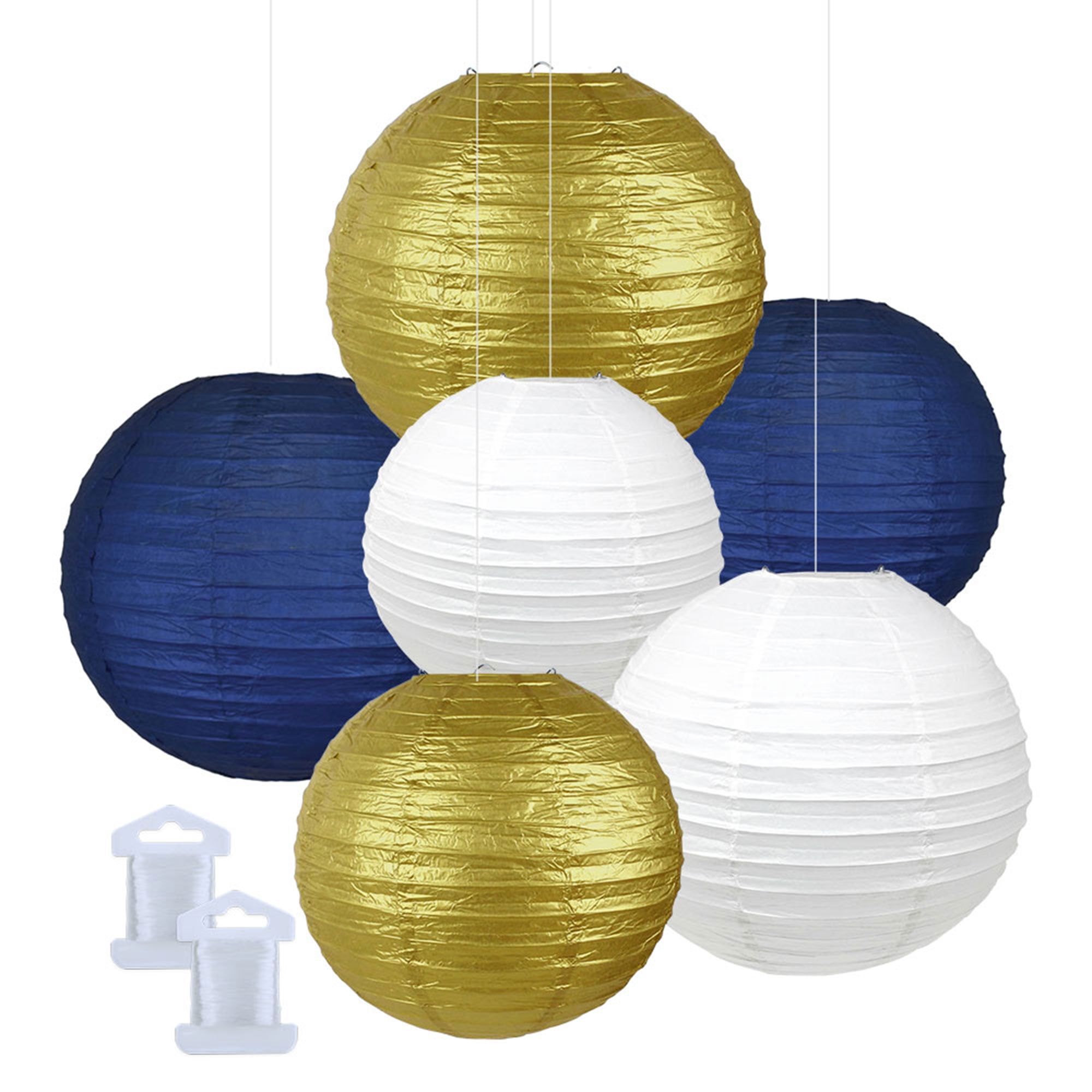 Just Artifacts 6pcs Assorted Size Decorative Round Hanging Paper