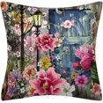 thumbnail image 3 of Set of 4 Vivid Flowers Themed Throw Pillow Cover Decorative Spring Summer Cushion Cover 18 X 18 Inches Home Decoration, 3 of 4
