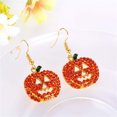 thumbnail image 2 of Pendientes De Calabaza De Halloween Rojos - Pendientes De Gota De Cristal Hipoalergénicos Joyería De Disfraces De Noche Festiva para Mujer Pendientes De Calabaza con Cara Sonrisa, Divertidos Y Festivo JM, 2 of 5