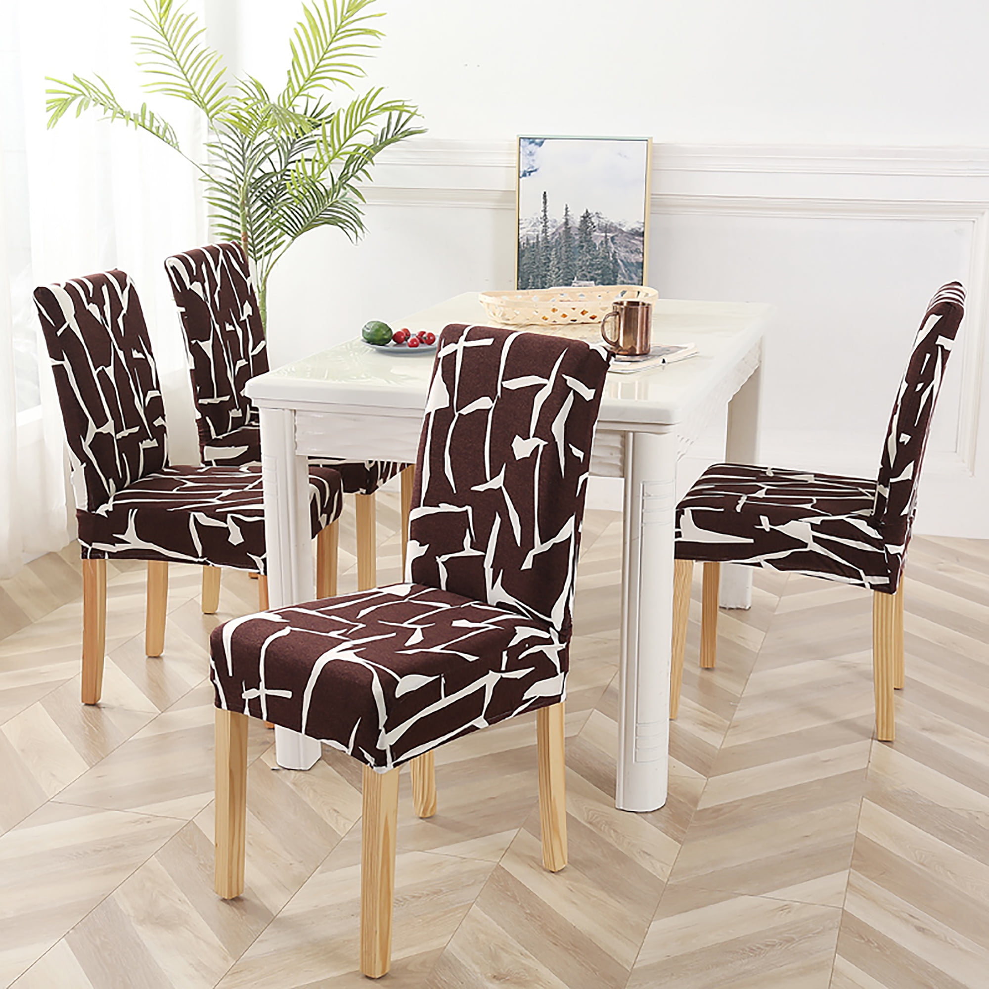 1/4/6PCS PU Leather Stretch Chair Cover Dinning Room Banquet Elastic Seat Covers 