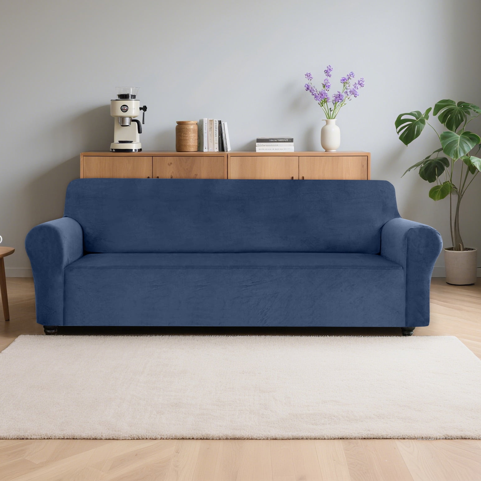 SANMADROLA 100% Waterproof Couch Covers Velvet Stretch Slipcover for 3 Cushion Sofa Cover Non Slip Leakproof Washable Furniture Protector for Kids Dogs Cats Pets