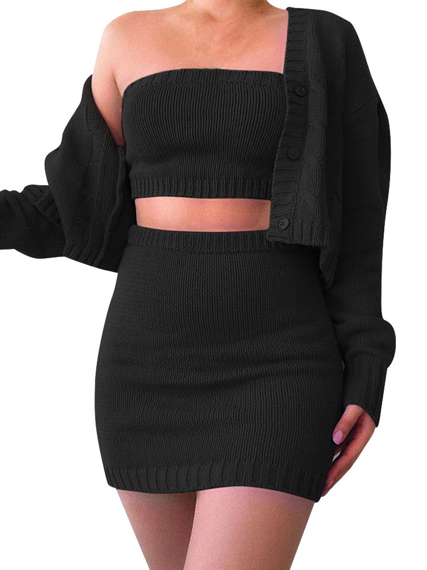 WOMEN FASHION Jumpers & Sweatshirts Knitted Black L discount 71% Nice Things cardigan 