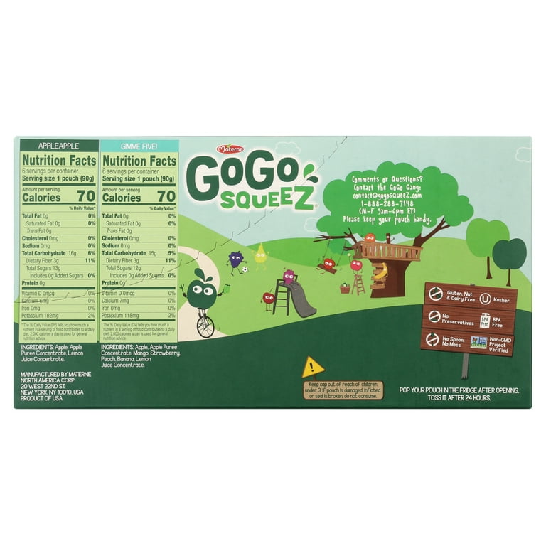 12 Pack) GoGo Squeez Apple Apple and Gimme 5 Applesauce Pouch, 3.2