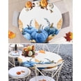 thumbnail image 6 of Round Fitted Tablecloths Fall Thanksgiving Blue Pumpkin Waterproof Table Cover for Kitchen Dining Party Decor Watercolor Maple Leaves,36"-44", 6 of 6