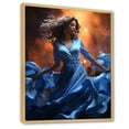 thumbnail image 2 of Designart "Cuban Woman flow Blue" Portrait Floater Framed Wall Decor, 2 of 7