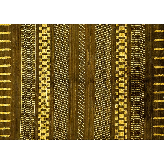 Ahgly Company Machine Washable Indoor Rectangle Abstract Yellow Modern Area Rugs, 5' x 7'