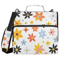 FORMRS Zipper Binder with Shoulder Strap 1.5-inch Ring 500 Sheet Capacity File Bag, Colorful Retro Floral