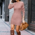 thumbnail image 4 of EGNMCR Chandail à Col Roulé pour Femmes, Chandails pour Femmes Chandail d'Automne et d'Hiver pour Femmes Décontracté Ample Chaud Couleur Unie Manches Longues Col Rond Robe Chandail à Manches Longues pour Femmes Chandail, 4 of 5