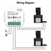 Smart Zigbee 1/2 Way Wifi Energy Meter Bidirection 2 Channel with Clamp