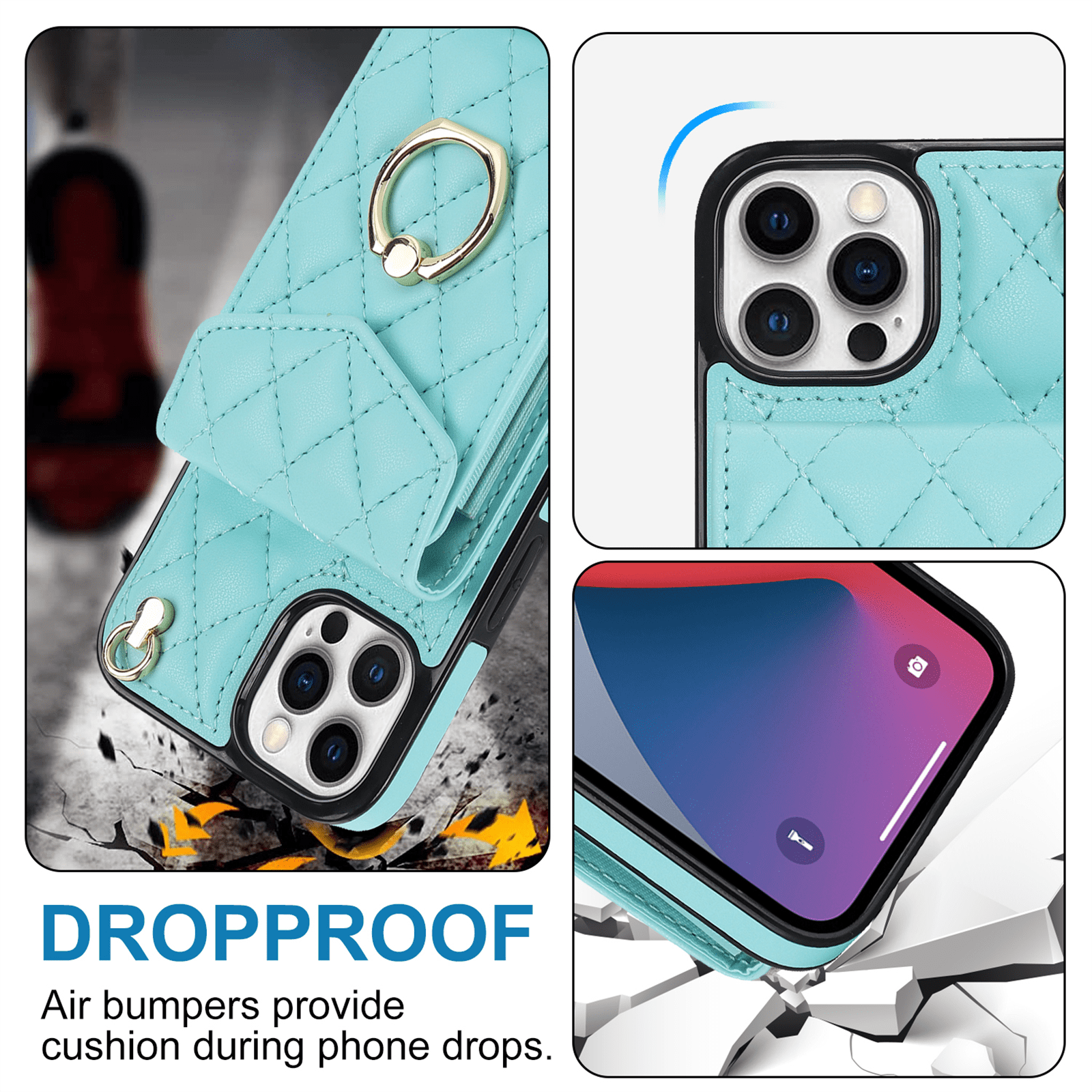 Asuwish Wallet RFID Blocking PU Leather Cell Phone Case with Tempered Glass Screen Protector, Wrist Strap for iPhone 12 Pro Max, Teal