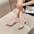 thumbnail image 4 of Sandalias Mujer 2023 Estilo Conciso Sandalias De Una Tira Para Niñas Mujeres Sexy Tacón De Aguja Verano Sandalias Elegantes Negro Rojo Blanco, 4 of 5