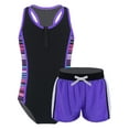 thumbnail image 3 of Sholeno Girls 2 Piece Bathing Suit Racer Back Swimsuit with Boyshorts Athletic Swimwear Rash Guard Purple 16, 3 of 7