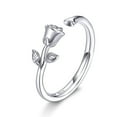 thumbnail image 1 of Anillo De Flor De Rosa Anillo Abierto De Plata De Ley 925 Anillo De Dedo Ajustable Para Mujeres Niñas Regalo Del Día De San Valentín Monstrate AP005474-00, 1 of 6