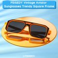 thumbnail image 3 of FEISEDY Square Aviator Sunglasses Men Women Retro Trendy 70s Aviator Sunglasses Plastic Frame B2939, 3 of 14