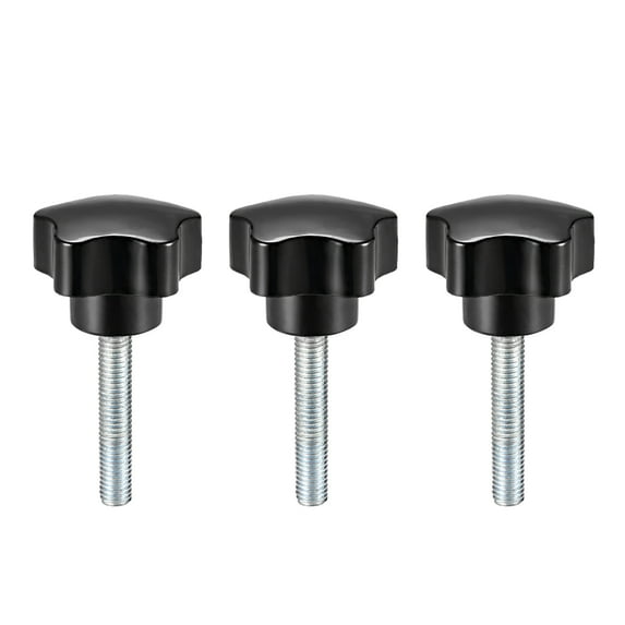 Uxcell M8 x 35mm Male Thread 38mm Head Star Knobs Zinc Plated Black 3 Pack