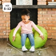 Big Joe Classic Kids Bean Bag Chair, 2 ft Round, Spicy Lime, Easy-Clean SmartMax Fabric, Refillable with Built-in Handle